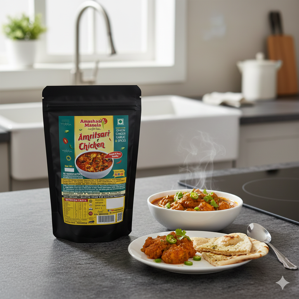 Amashaa Masala Authentic Amritsari Chicken Gravy Mix – Ready-to-Cook Spice Blend (Pack of 1)